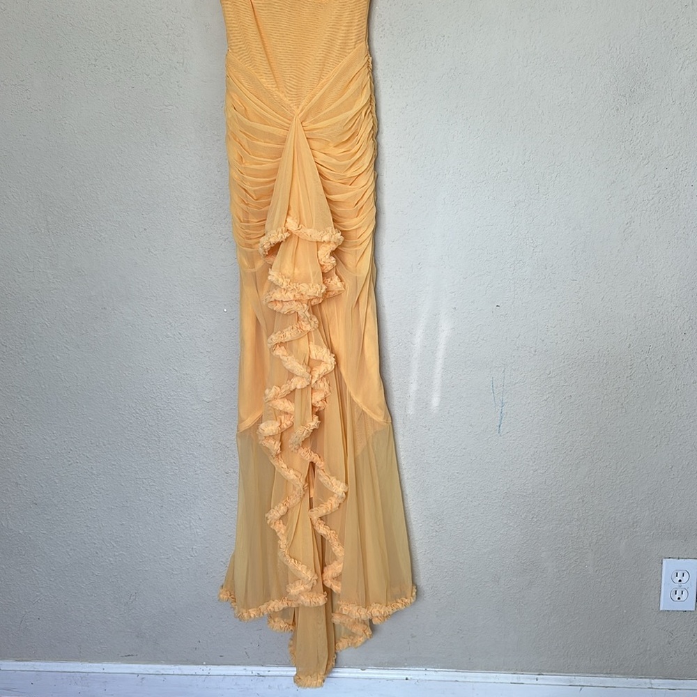 HOUSE OF CB 'Gabbi' Apricot Ruffled Front Gown NWOT size S - Picture 6 of 15